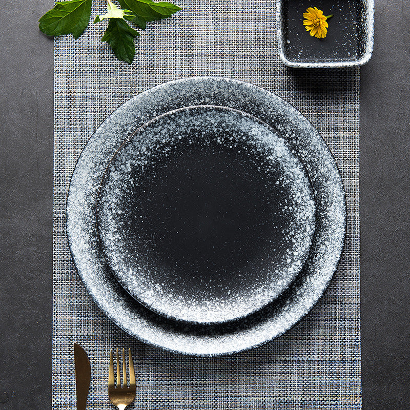 Japanese-style glazed ceramic shallow plate in artisanal finish — view 8