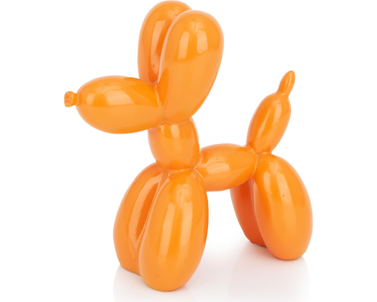 Glossy orange resin balloon dog sculpture — alternate view
