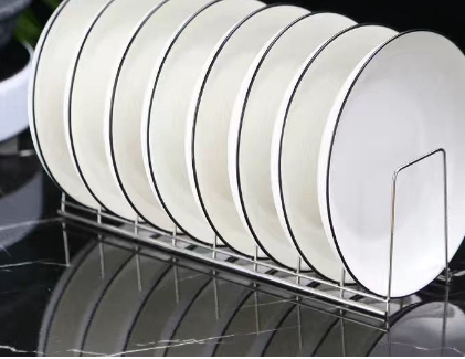 Minimalist stainless steel dish rack on kitchen counter — view 8