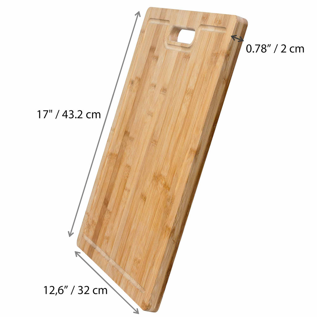 Extra-large bamboo cutting and serving board with juice groove and compartments — view 11