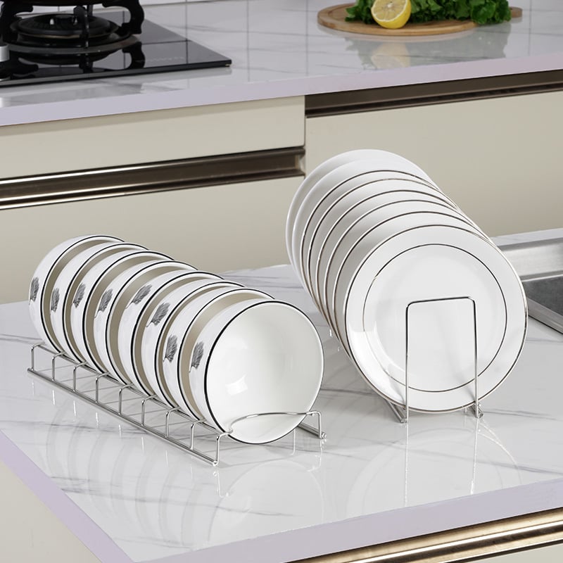 Minimalist stainless steel dish rack on kitchen counter — view 7