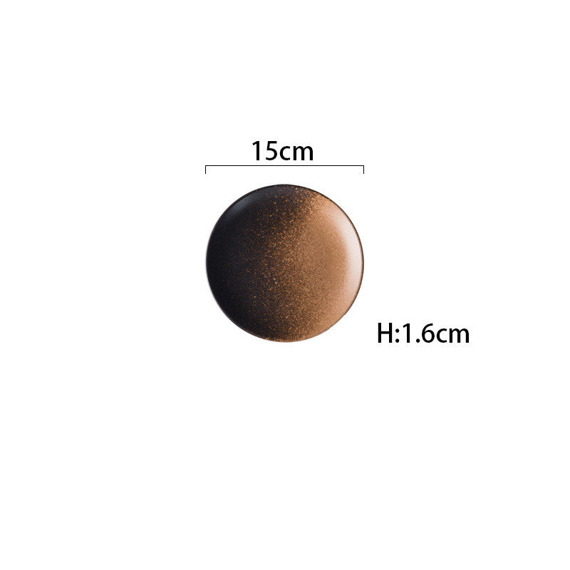Japanese-style glazed ceramic shallow plate in artisanal finish — scale view