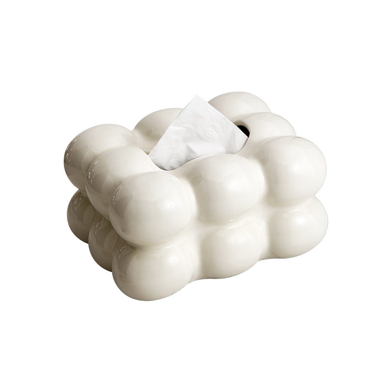 Sculptural ceramic tissue box with soft electroplated finish — view 7