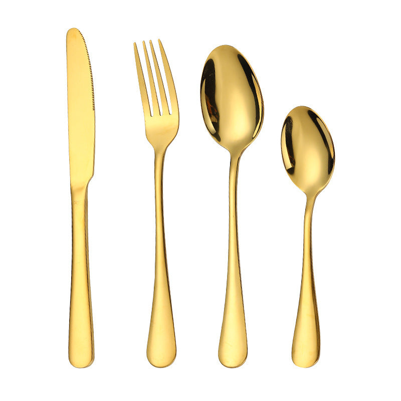 24-piece mirror-gold stainless flatware set in gold gift box — view 9