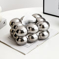 Sculptural ceramic tissue box with soft electroplated finish — view 6