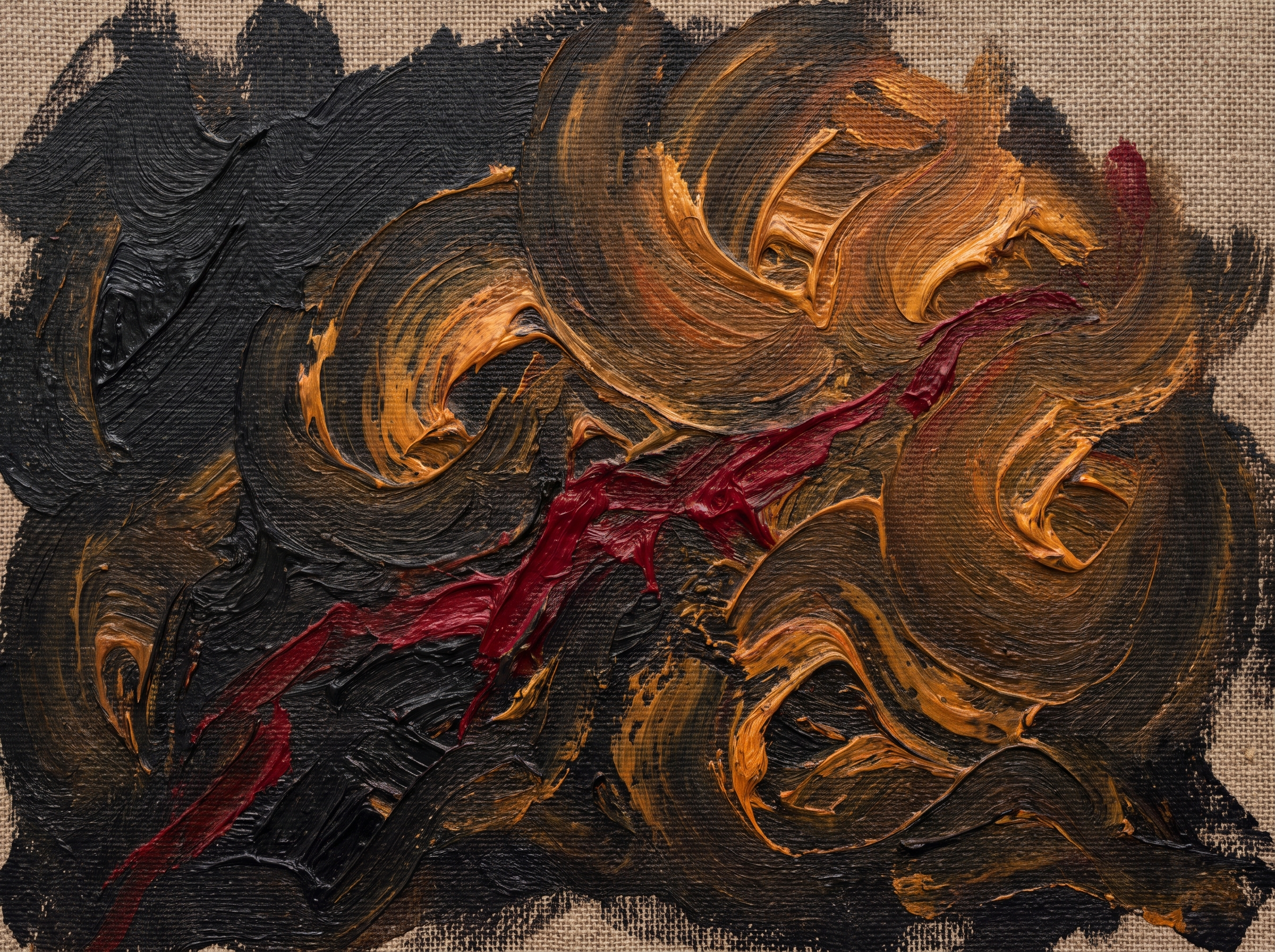 Golden Combustion No. 06 — abstract Expressionist digital art print color field